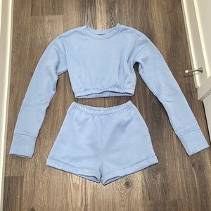 Baby Blue Sweat Short Suit